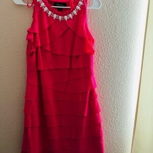 S.L. Fashions Vibrant Pink Layered Mini Dress